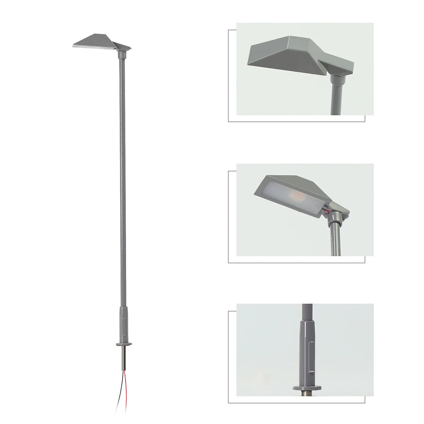 Evemodel 5pcs Model Railway HO Scale 1:87 Metal Lamp Street Light Bright LED Shade LD01HOWGr