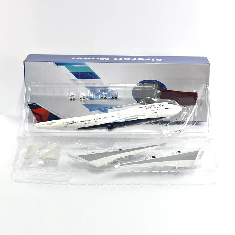 46cm Delta Boeing 747 Plane Model Airplane Model Aircraft Diecast Resin 1:160 Scale Planes With Light & Wheel