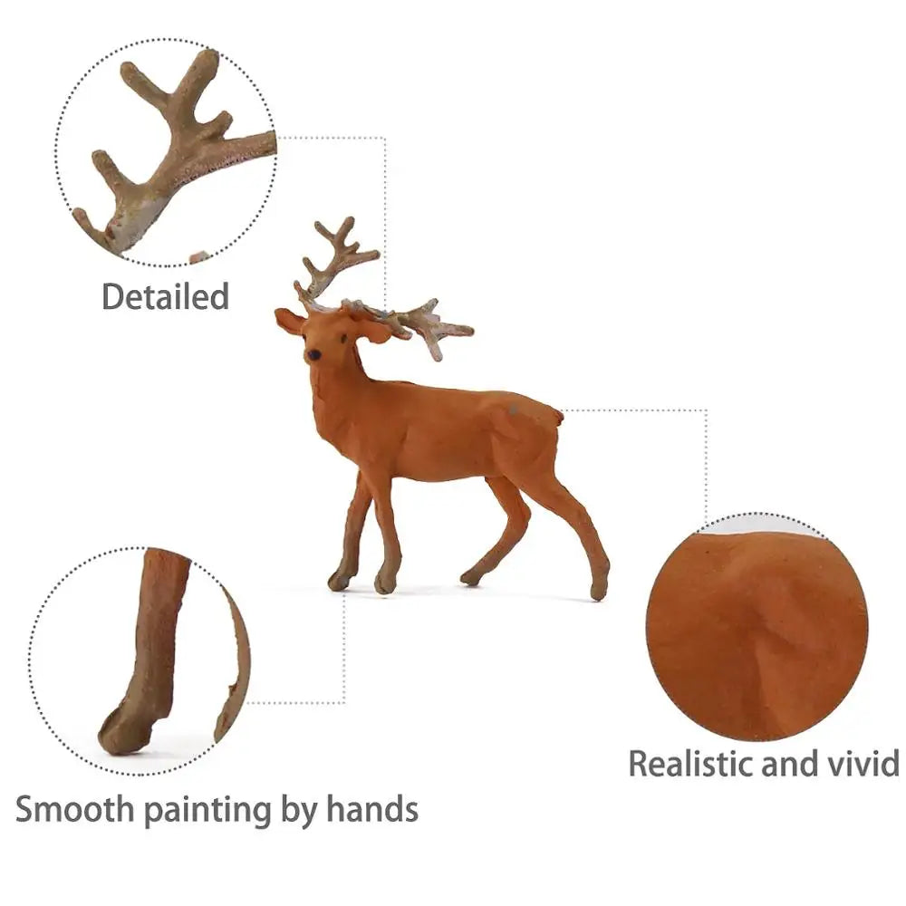 Evemodel Animals 12pcs Model Railroad Scene HO Scale 1:87 Painted Moose Elk PVC Model Deer Wild Animal AN8714