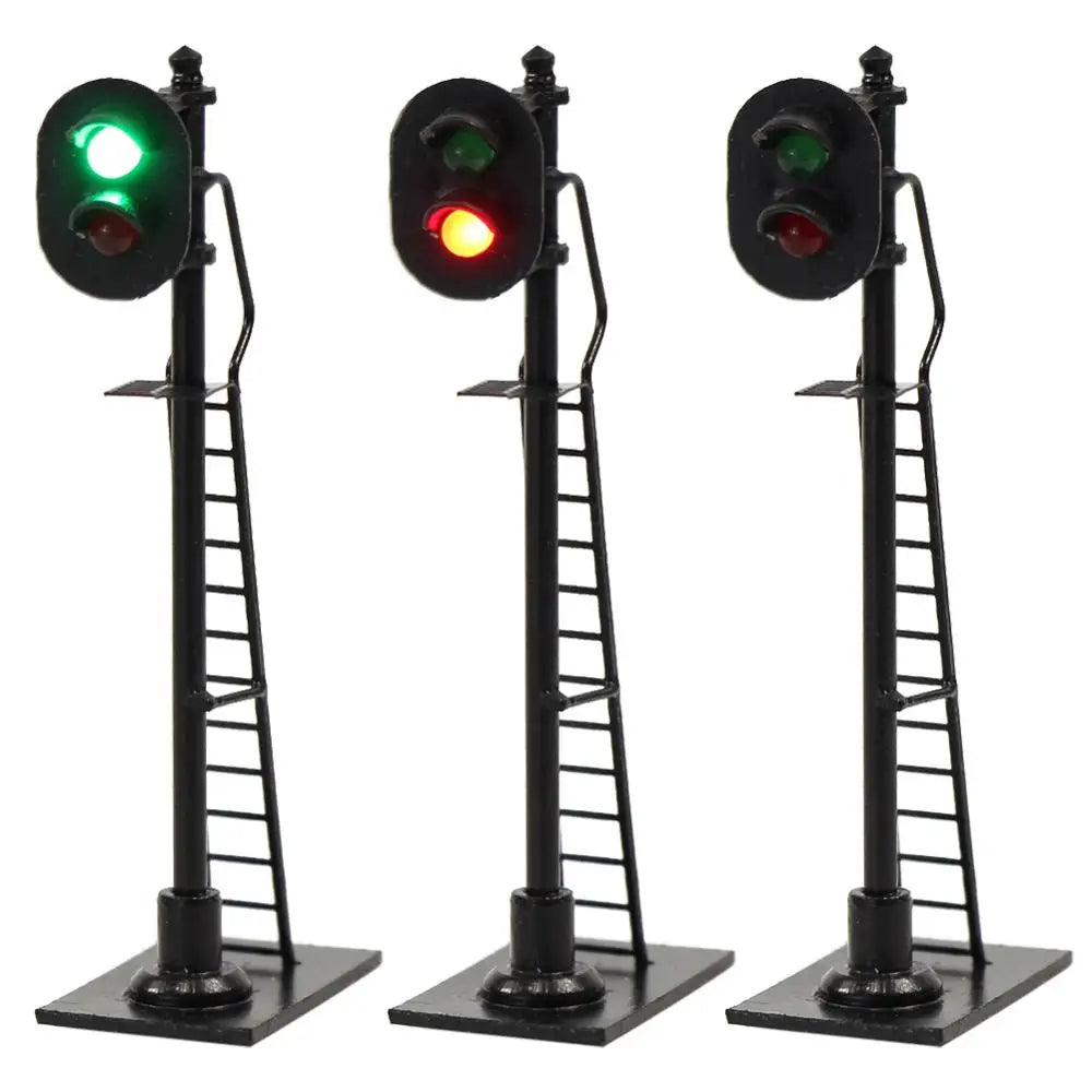 Evemodel Signal HO Scale Black Block Signal Green Over Red Traffic Lights 6cm Black Post with Ladder (Pack of 3)