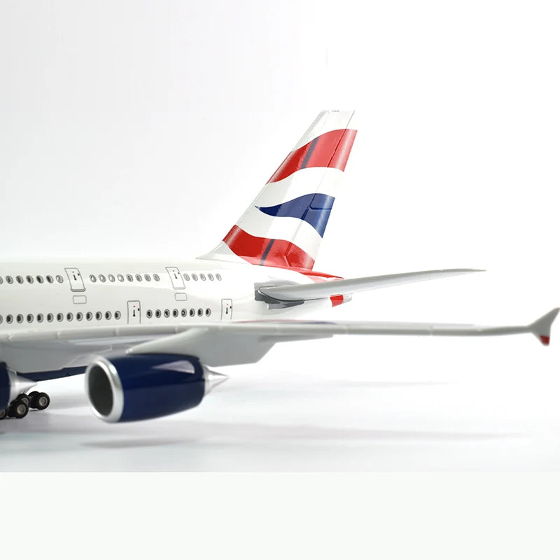 46cm British Airways Airbus a380 Plane Model Airplane Model Aircraft Resin Diecast 1:160 Scale with Light & Wheel