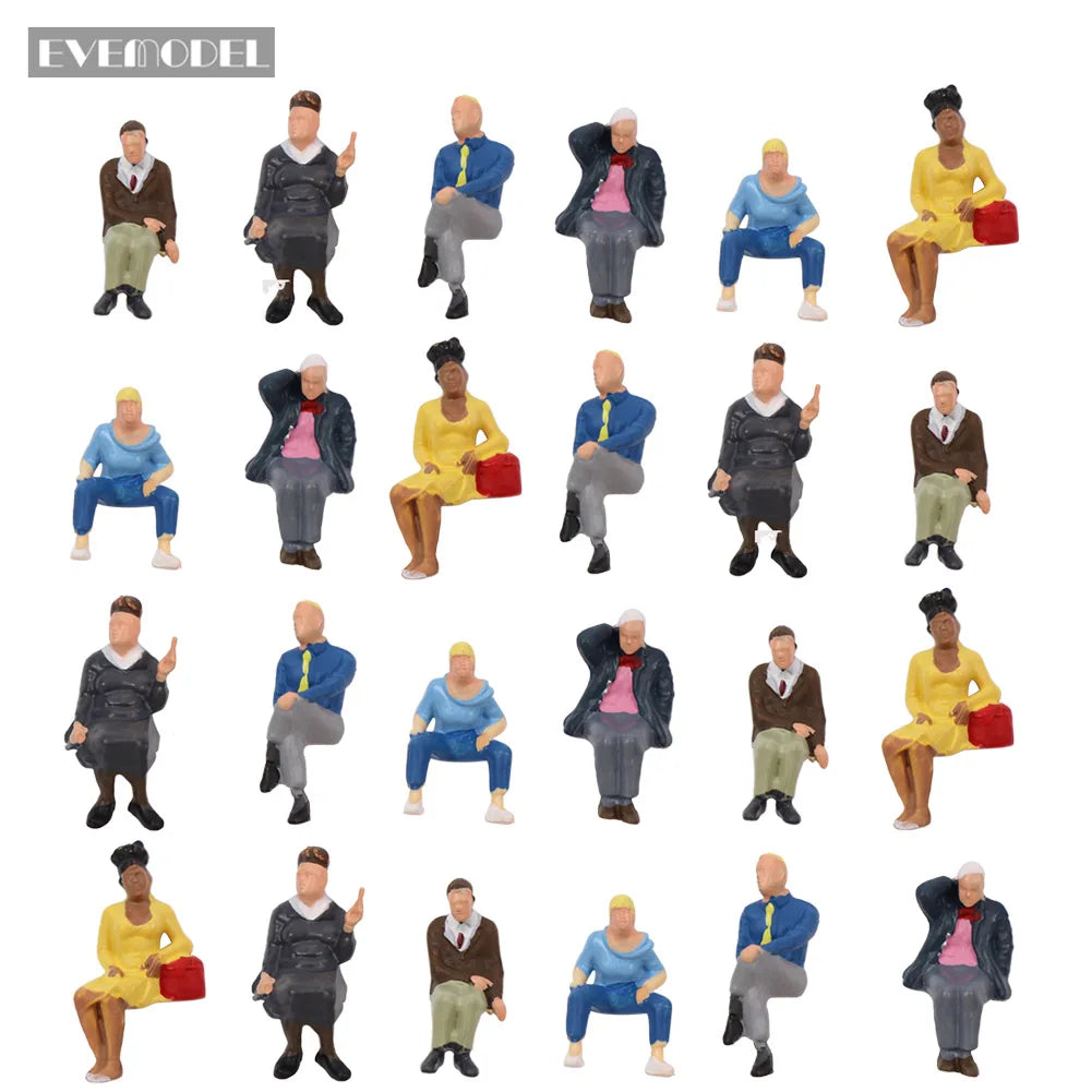 Evemodel Model Scene O Scale Seated Figures 1:48 Painted Sitting People Railway Layout P48