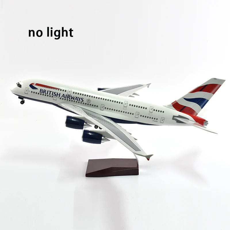 46cm British Airways Airbus a380 Plane Model Airplane Model Aircraft Resin Diecast 1:160 Scale with Light & Wheel