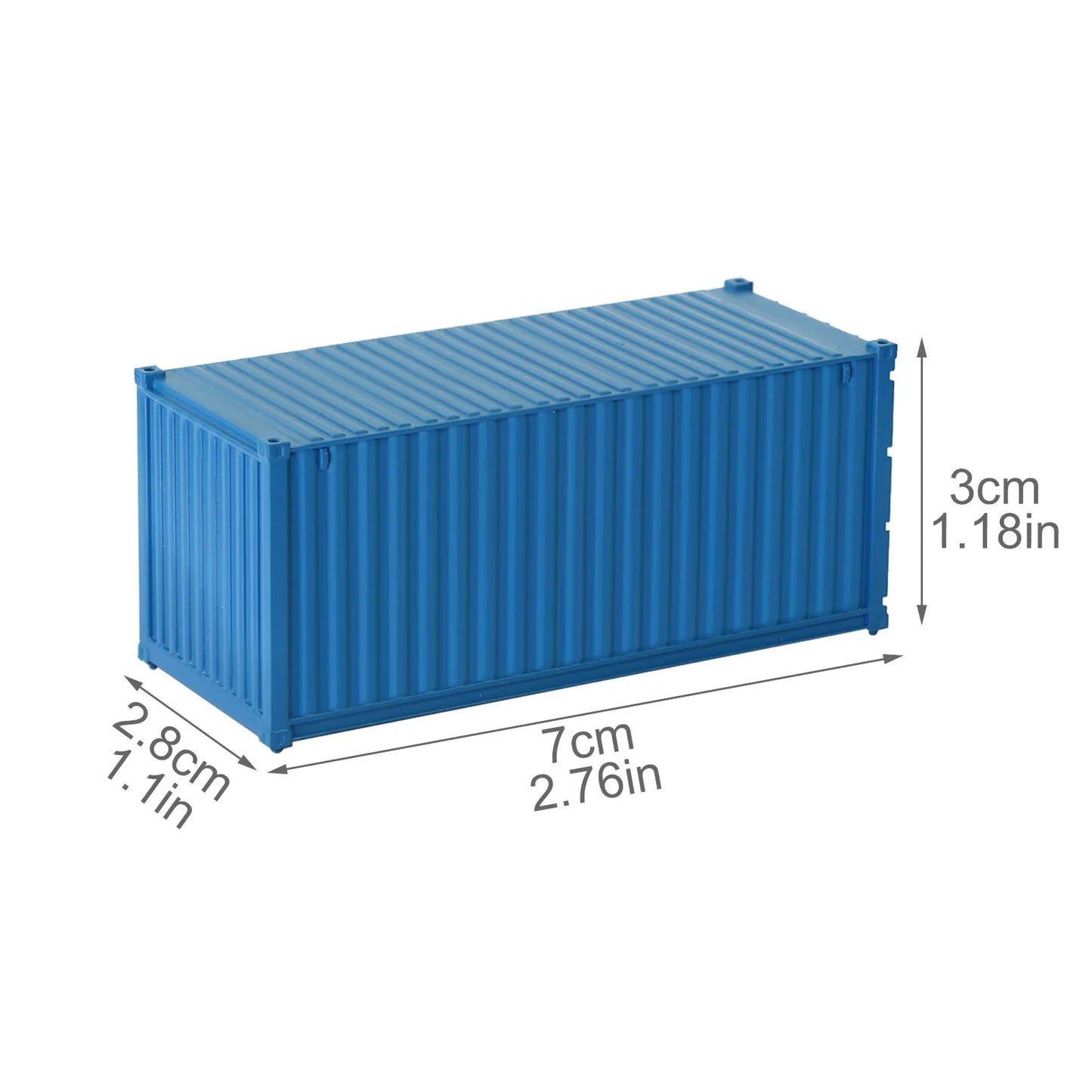 3pcs/8pcs HO Scale 1:87 Blank 20' (ft) Shipping Containers Pure Color Ribbed Side Container Cargo Box C8720