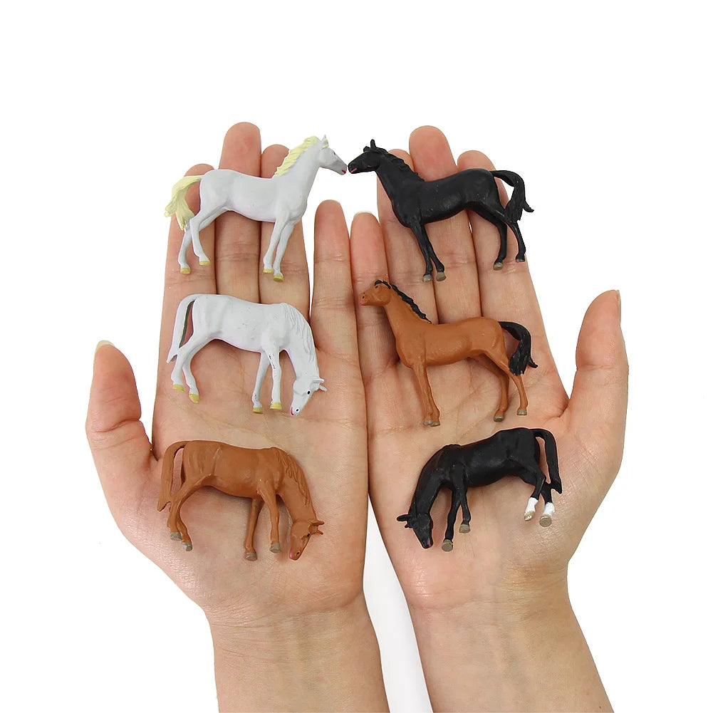 Evemodel 12pcs O Scale Painted Horses 1:43 Farm Animals Desktop Decor AN4302 Model Trains