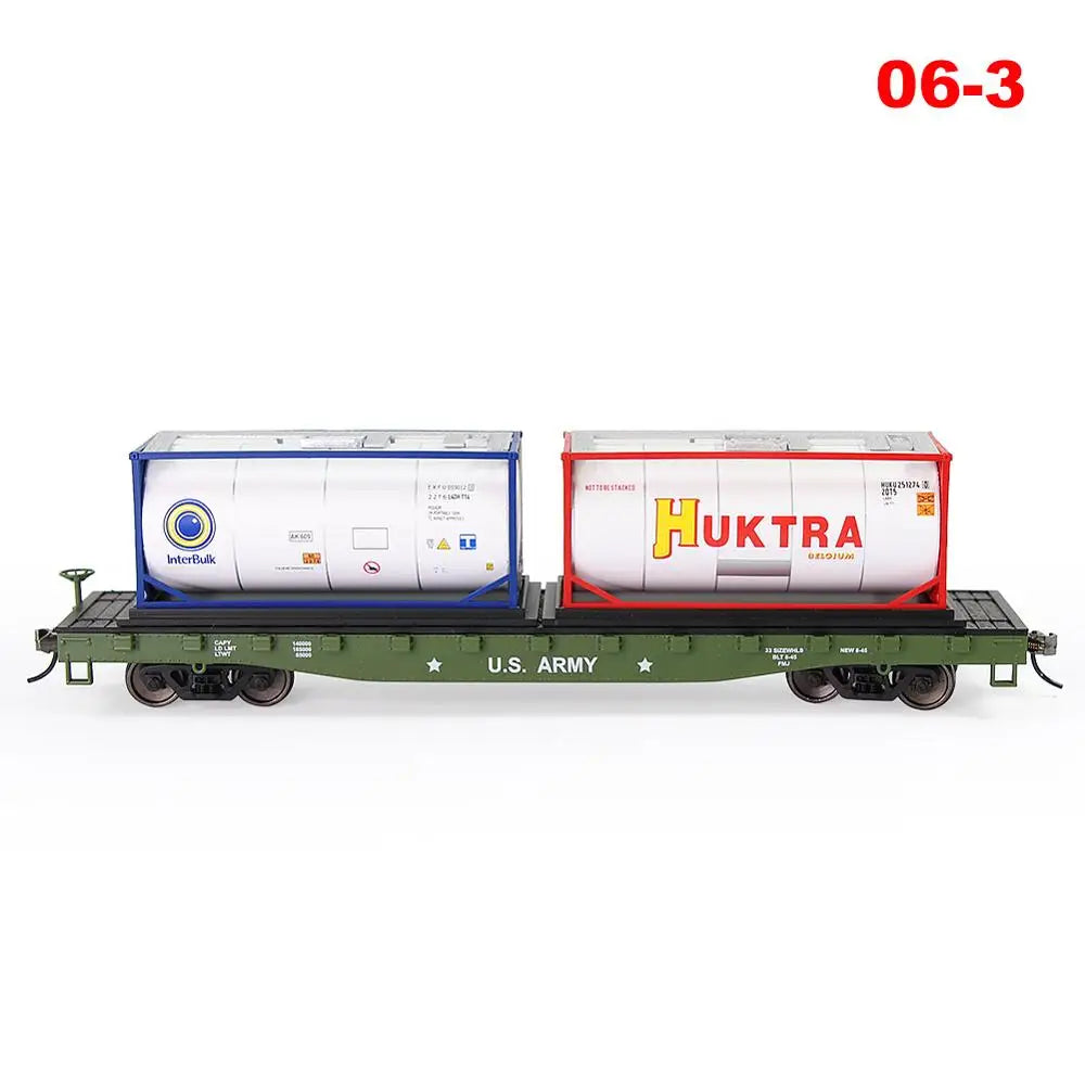 Evemodel Trains Set 1 lot HO Scale 1:87 52ft Flat Car with Shipping Container Cargo