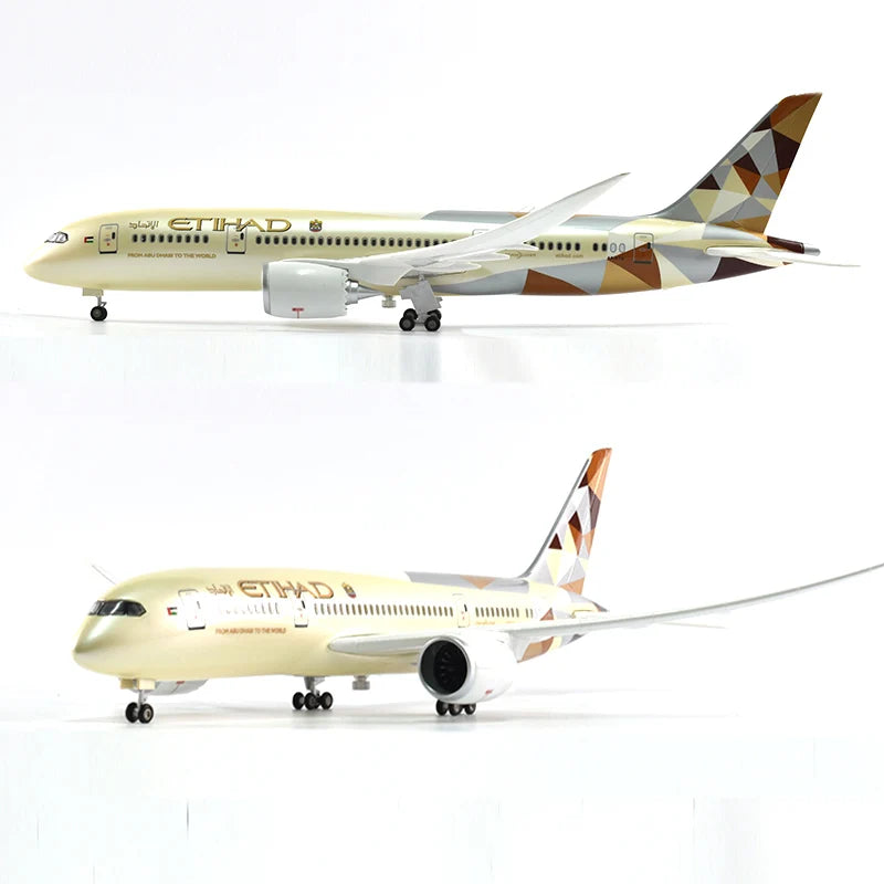 43cm Resin Diecast 1:144 Scale Etihad Boeing 787 Plane Model Airplane Model Aircraft with Light & Wheel Planes