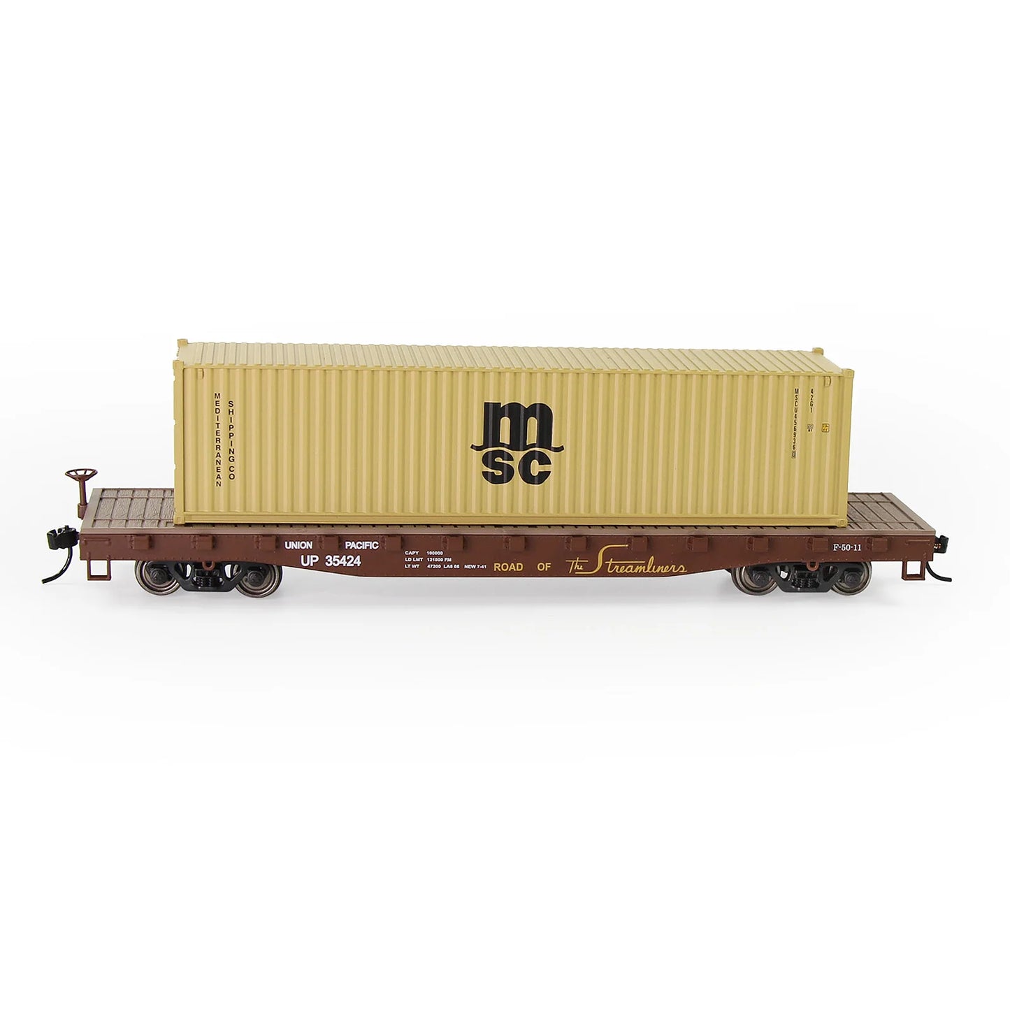 Evemodel Trains Set 1 lot HO Scale 1:87 52ft Flat Car with Shipping Container Cargo