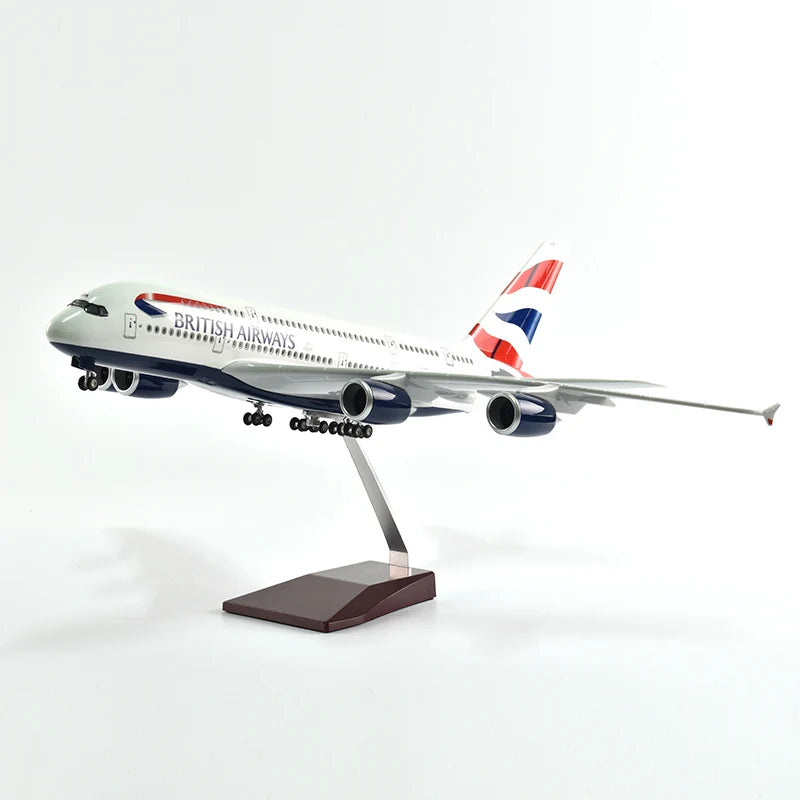 46cm British Airways Airbus a380 Plane Model Airplane Model Aircraft Resin Diecast 1:160 Scale with Light & Wheel