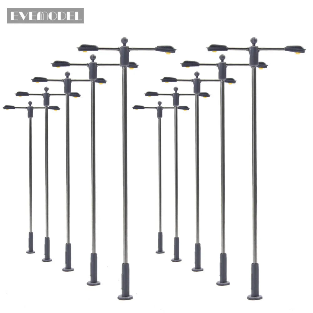 Evemodel LQS11 10pcs Model Railway HO TT Scale 1:87 Two-head Street Light Lamps