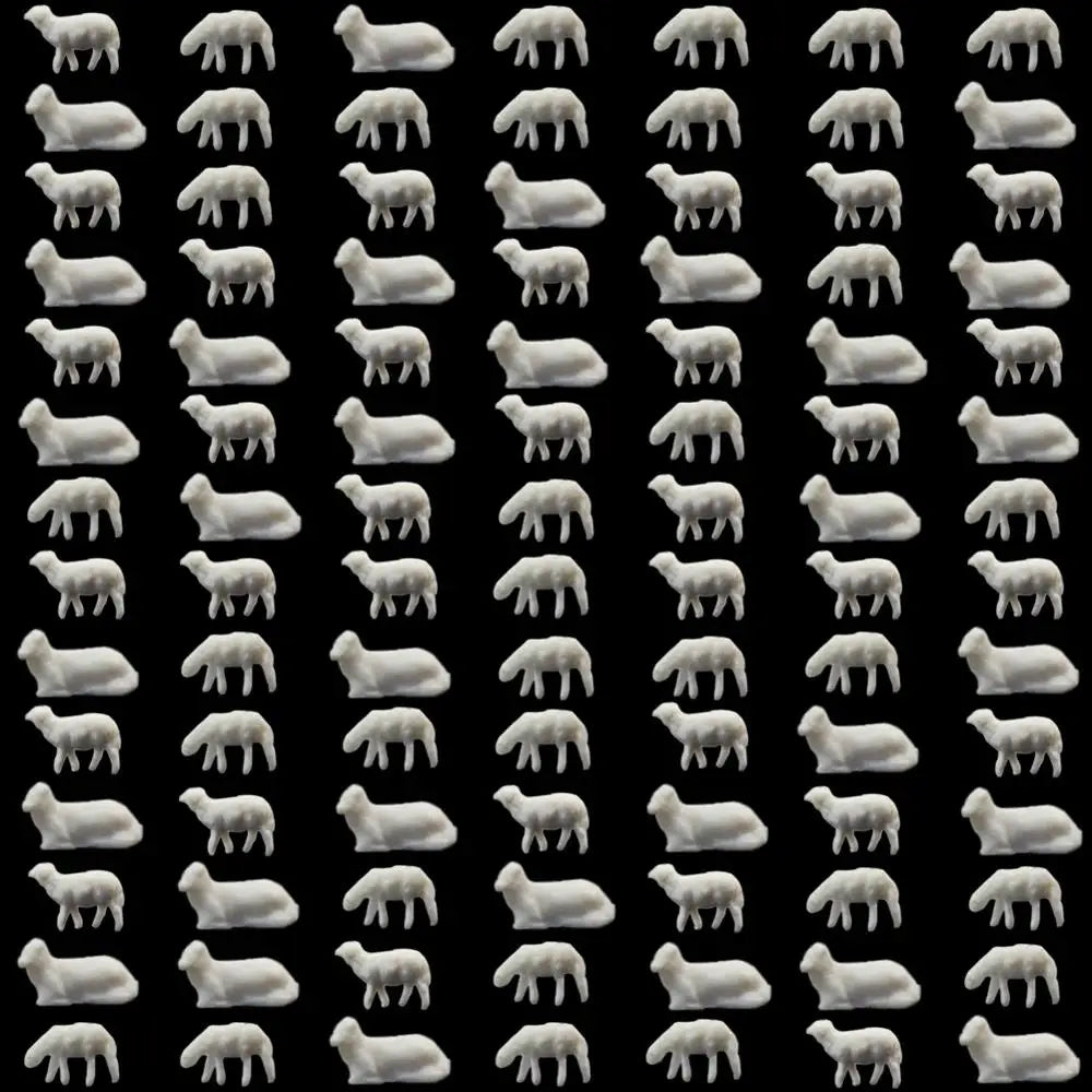 Evemodel 100pcs Model Trains N Scale 1:150 Model Sheep White Farm Animals Sheep AN15003B