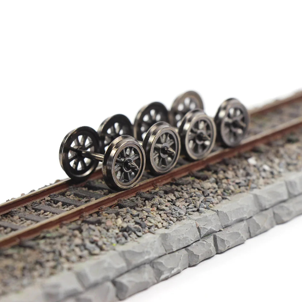 HP1487 Evemodel 12pcs Model Trains HO Scale 1:87 38" Metal Spoked DC Wheelsets