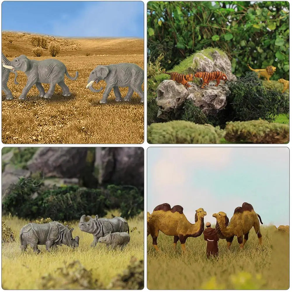 Evemodel Wild Animal Kit 24pcs Different Animals HO Scale 1:87 PVC Elephant Camel Giraffe Tiger Lion Panda Bear Deer Hippo Rhino