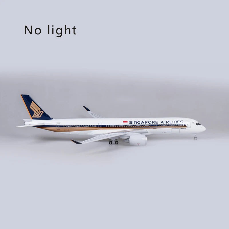 47cm Resin Diecast 1/150 Scale Singapore Airlines Airbus A350 Airplane Model Plane With LED Light & Wheel Aircraft