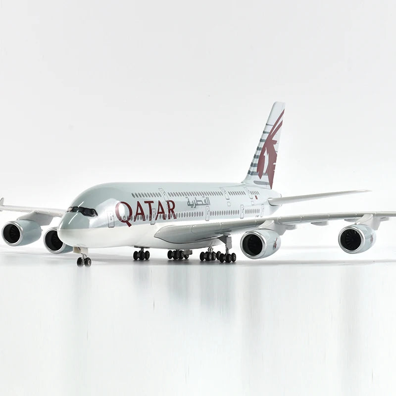 46cm Qatar Airbus 380 Plane Model Airplane Model Aircraft Model 1/160 Scale Diecast Resin Airplanes Planes W Light