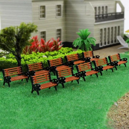 Evemodel 10pcs Model Trains Layout G O HO TT N Scale Model Bench Chair Settee for Park Garden Diorama