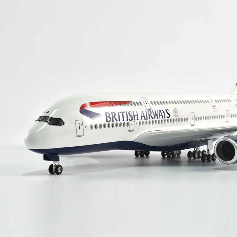 46cm British Airways Airbus a380 Plane Model Airplane Model Aircraft Resin Diecast 1:160 Scale with Light & Wheel