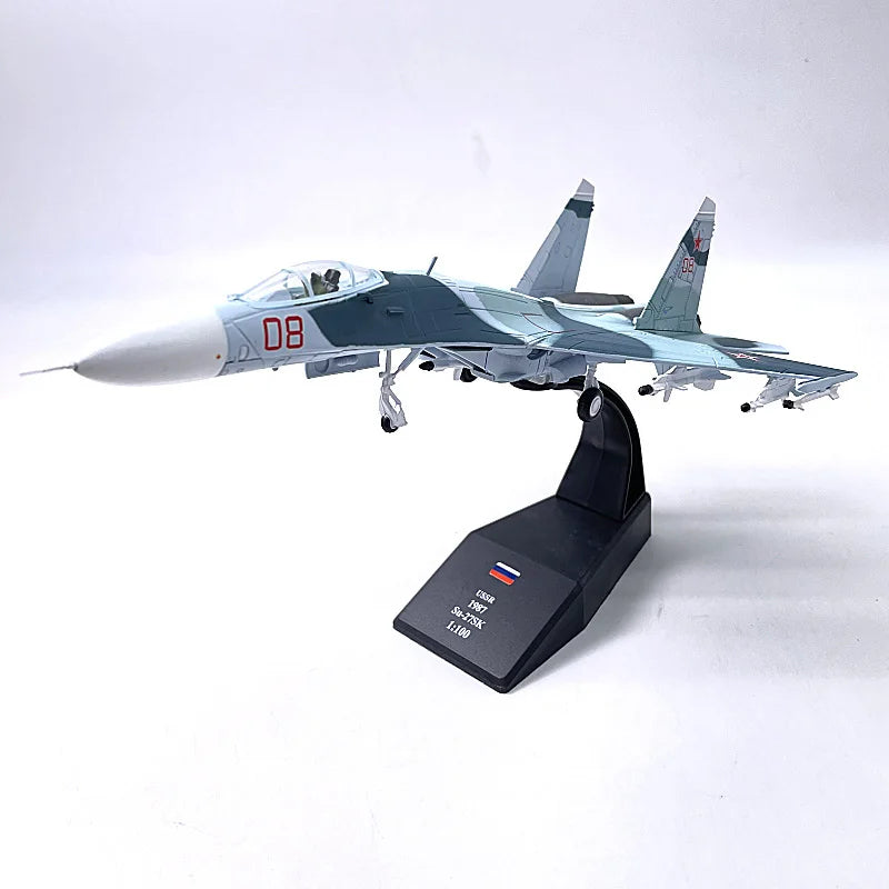 Aircraft model Plane Russian Air Force fighter Sukhoi Su-27 diecast 1:100 scale metal Planes