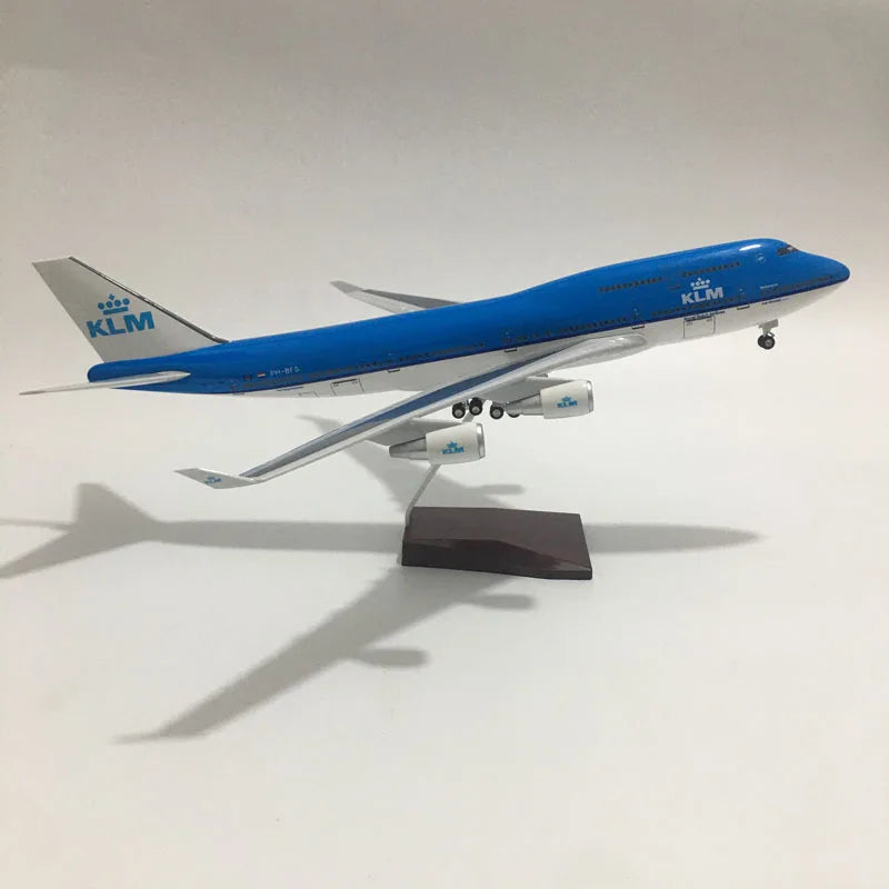 46cm KLM Boeing b747 Plane Model Airplane Model Aircraft Model Diecast Resin 1:160 Scale Planes With Light & Wheel