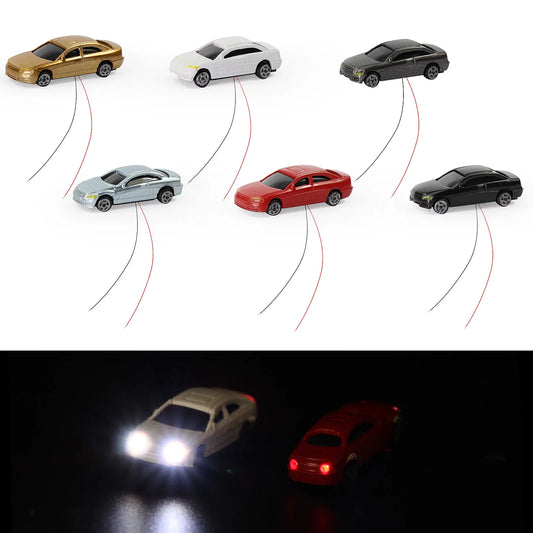 Evemodel 8pcs Z Scale 1:200 Head Rear Lighted Model Cars Model Layout 12V EC200