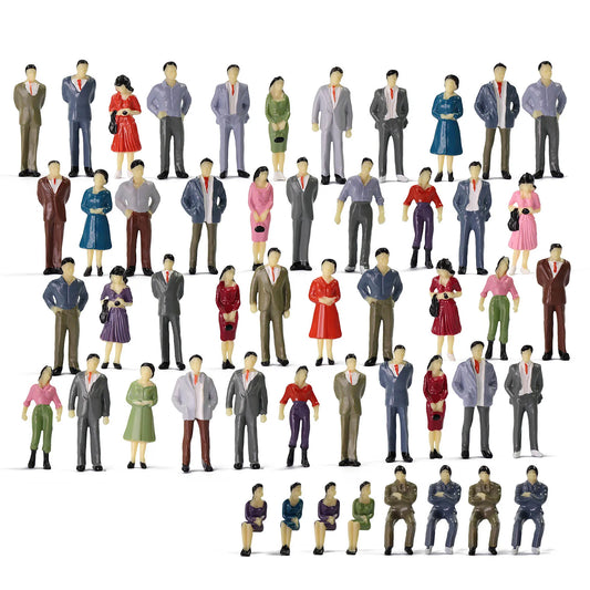 Evemodel P50 Model Railway O Scale 1:50 Figures Standing Seated People 13 Different Poses