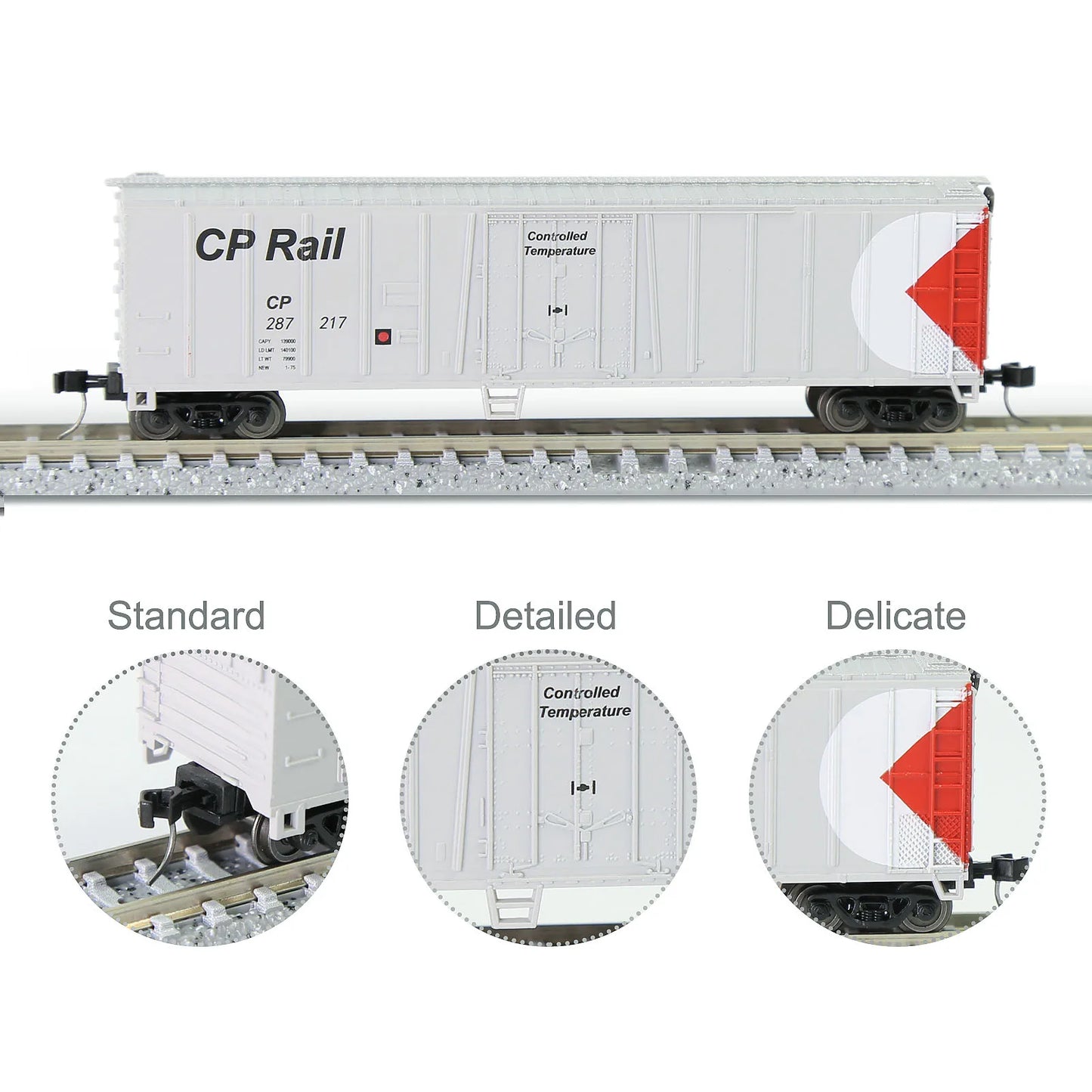 Evemodel Wagon N Scale 1:160 50' Steel Reefer Metal DC Wheelsets Model Trains C15015