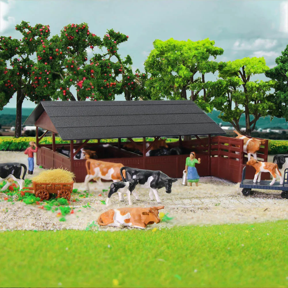 Evemodel 36pcs HO Scale 1:87 Mini Well Painted Model Horses Cows Model Figures Farm Animals AN8707