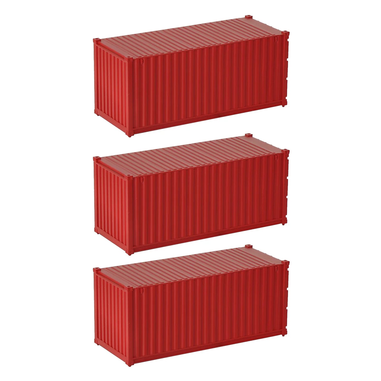 3pcs/8pcs HO Scale 1:87 Blank 20' (ft) Shipping Containers Pure Color Ribbed Side Container Cargo Box C8720