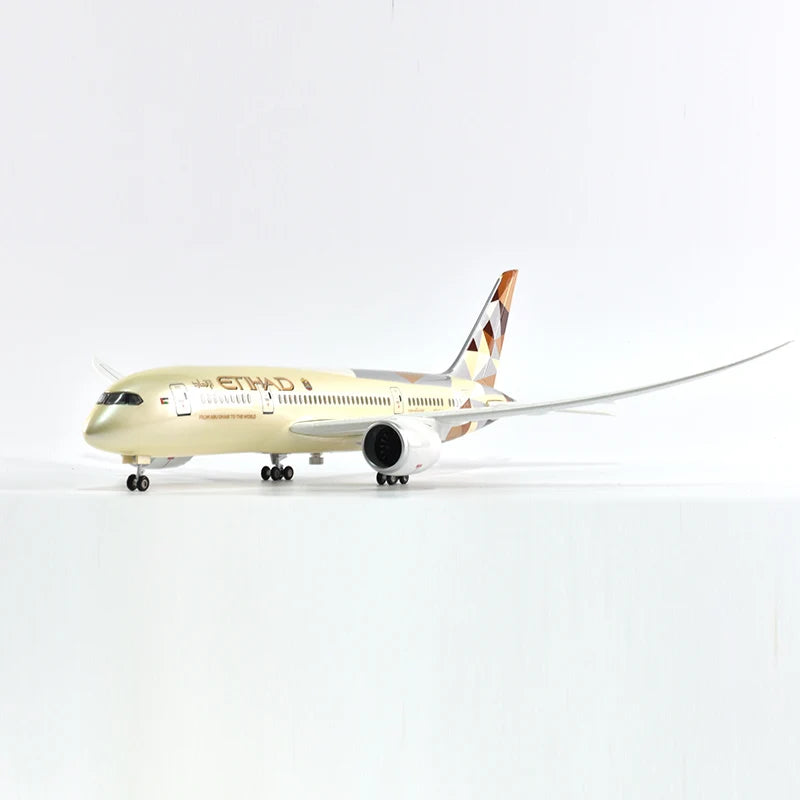 43cm Resin Diecast 1:144 Scale Etihad Boeing 787 Plane Model Airplane Model Aircraft with Light & Wheel Planes