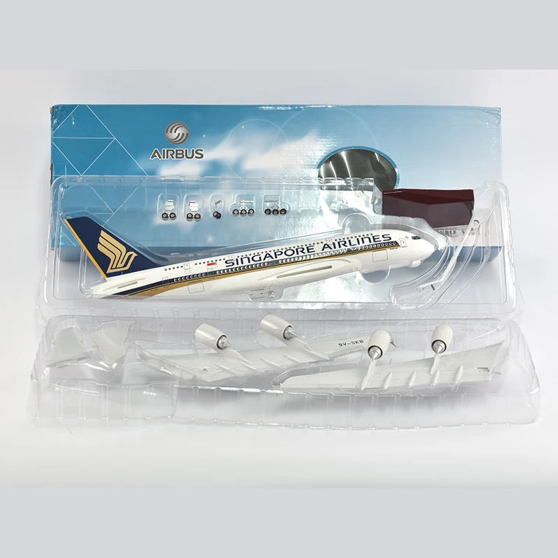 47cm Resin Diecast 1/150 Scale Singapore Airlines Airbus A350 Airplane Model Plane With LED Light & Wheel Aircraft