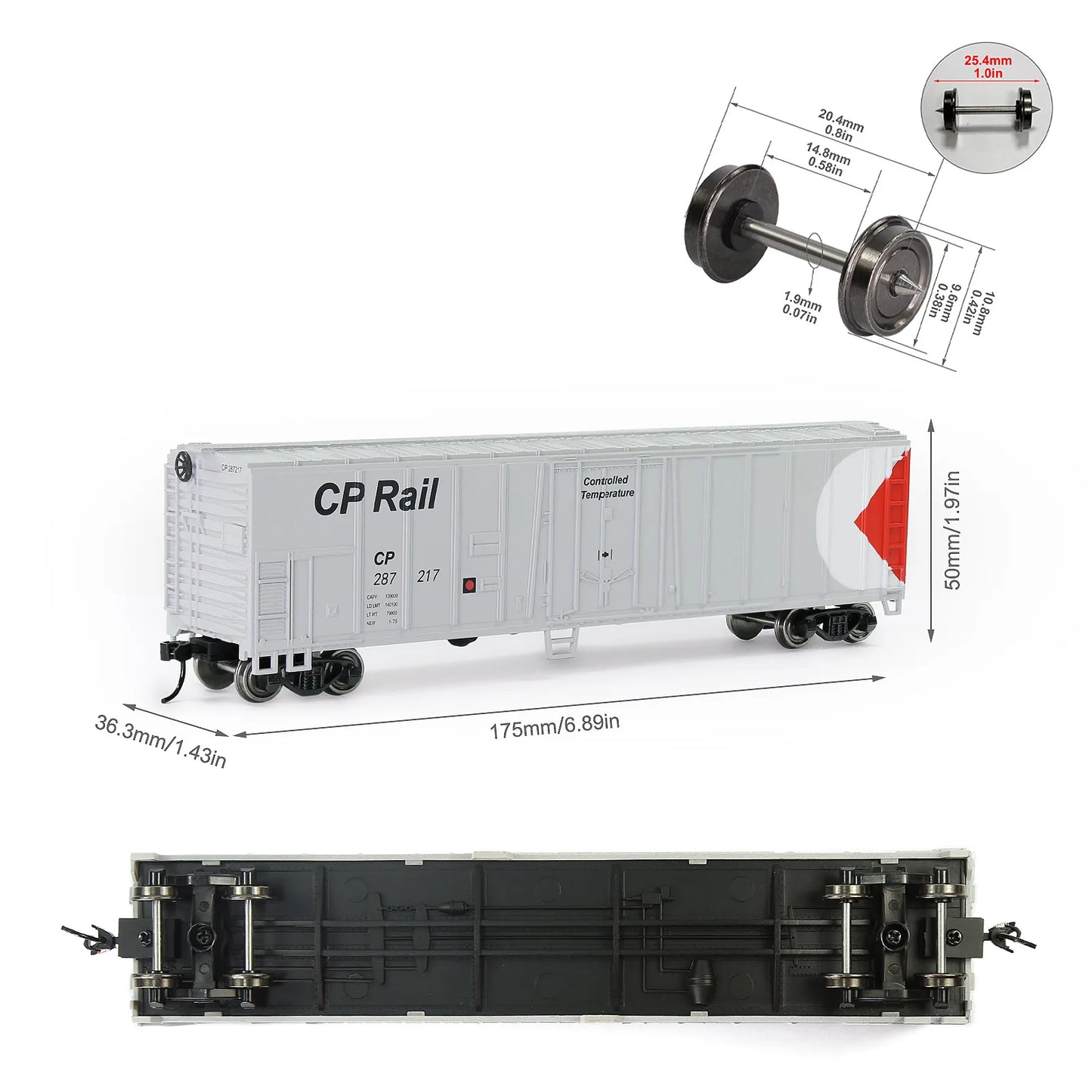 Evemodel Train HO Scale 1:87 50' Steel Reefer Car Rolling Stock C8750