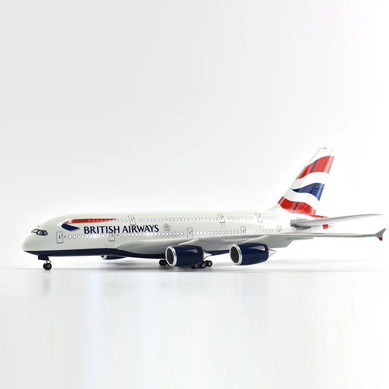 46cm British Airways Airbus a380 Plane Model Airplane Model Aircraft Resin Diecast 1:160 Scale with Light & Wheel