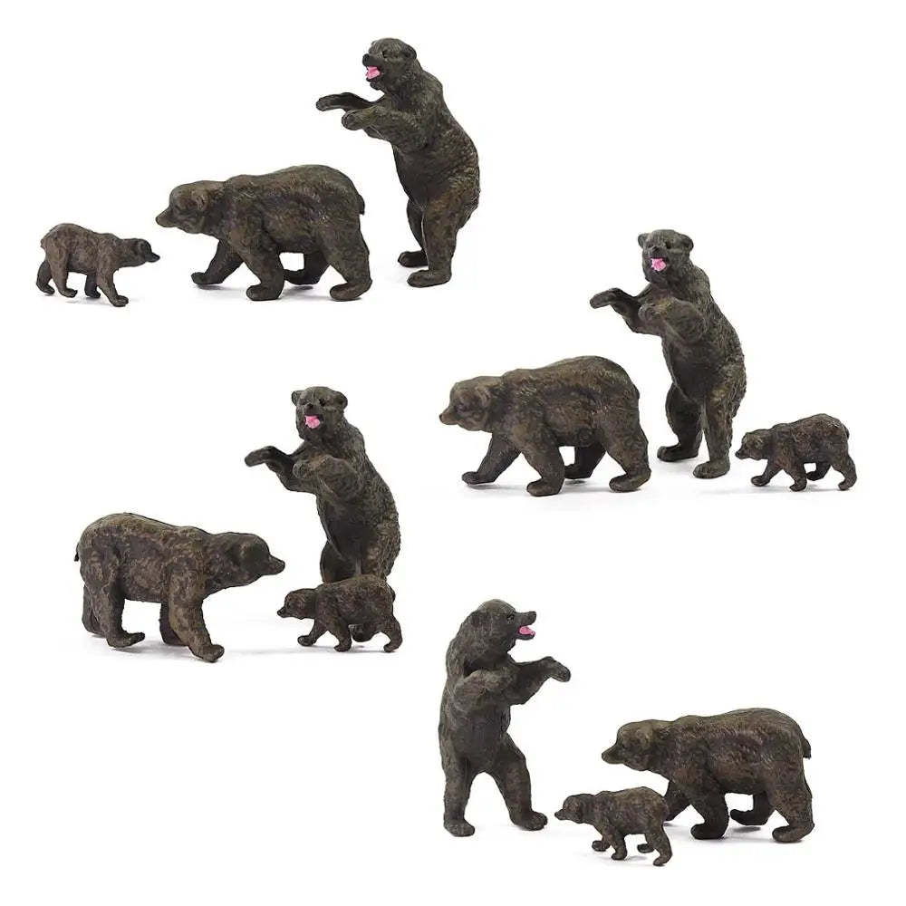 Evemodel Animals AN8717 Model Railway HO Scale 1:87 Painted PVC Bears Family 12pcs Wild Scene Zoo Layout