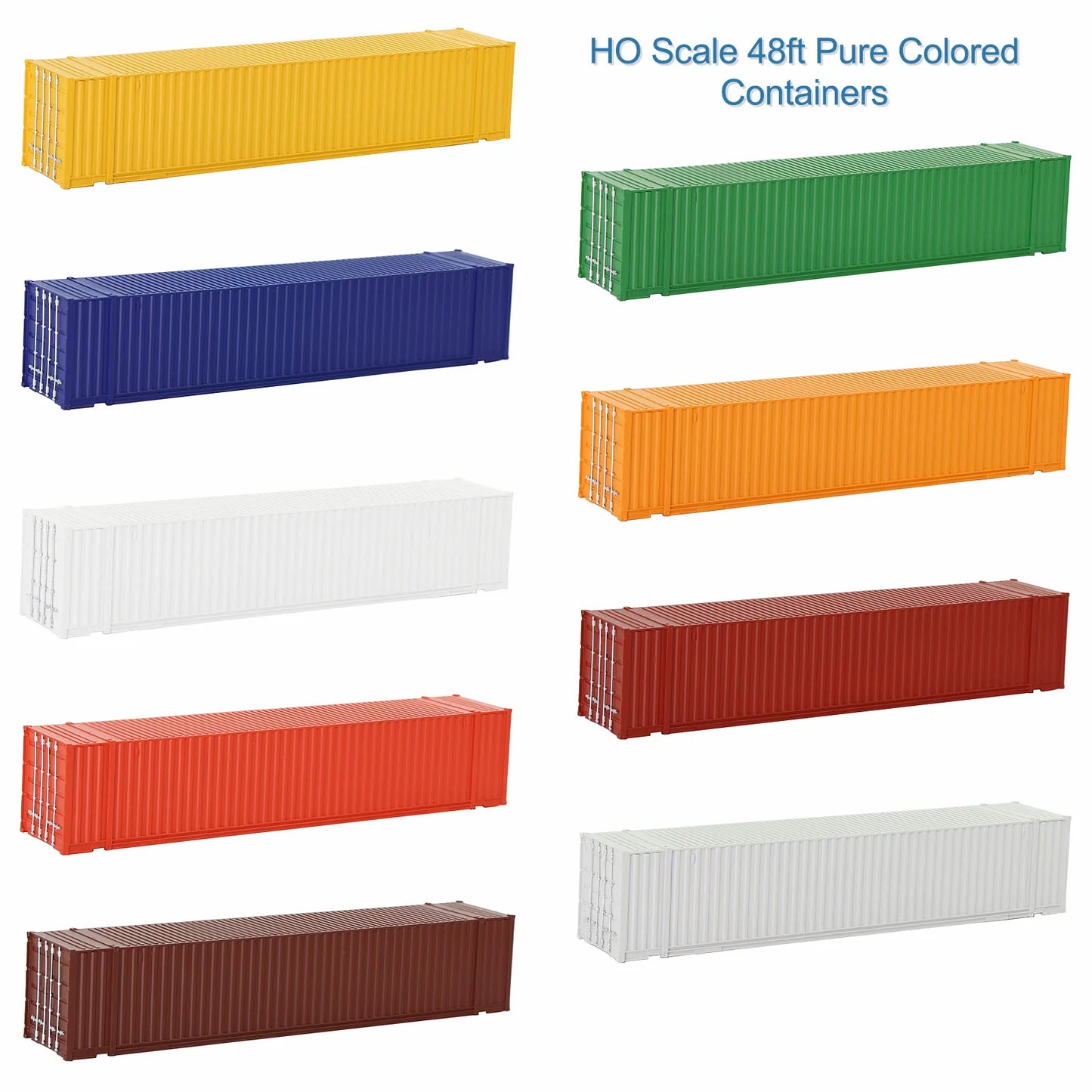 9pcs HO Scale 1:87 Blank 48' Shipping Containers 48ft Pure Color Ribbed Side Container Cargo Box C8748