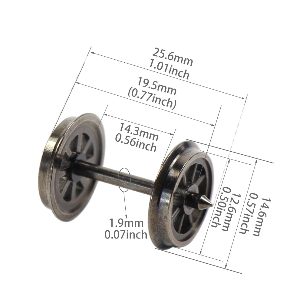 HP1487 Evemodel 12pcs Model Trains HO Scale 1:87 38" Metal Spoked DC Wheelsets