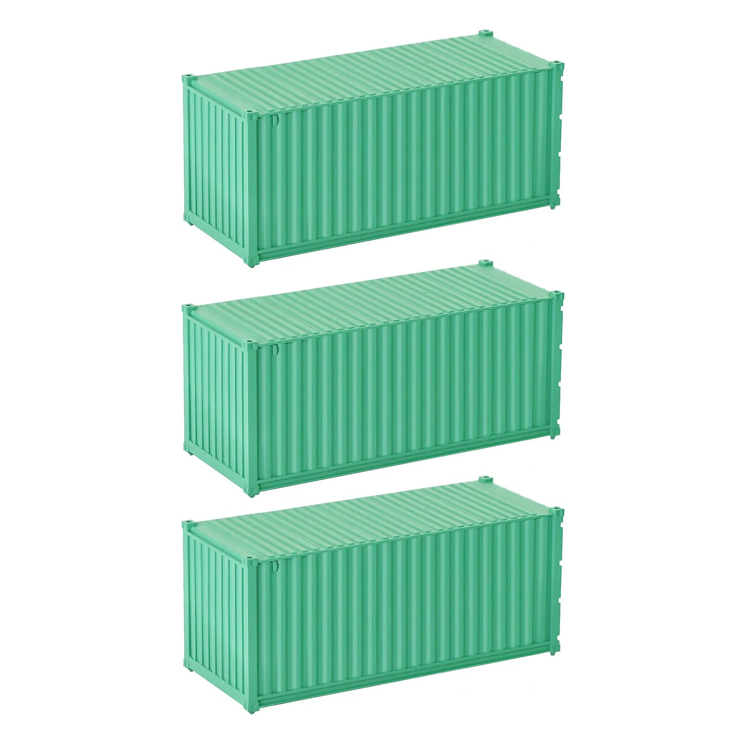 3pcs/8pcs HO Scale 1:87 Blank 20' (ft) Shipping Containers Pure Color Ribbed Side Container Cargo Box C8720