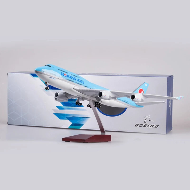 47cm Korean Air Boeing b747 Plane Model Airplane Model Aircraft Resin Diecast 1:160 Scale with Light & Wheel Planes