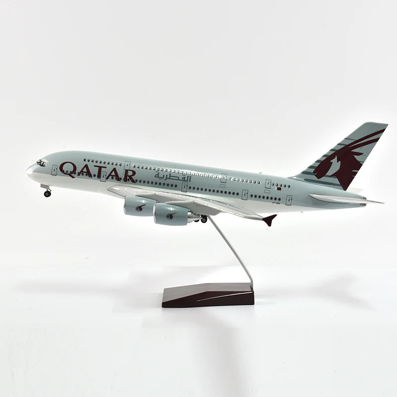 46cm Qatar Airbus 380 Plane Model Airplane Model Aircraft Model 1/160 Scale Diecast Resin Airplanes Planes W Light