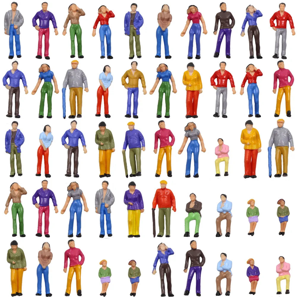 Evemodel Model Railway O Scale 1:50 Model Figures People Standing Seated Passenegers 10 Different Poses P50W