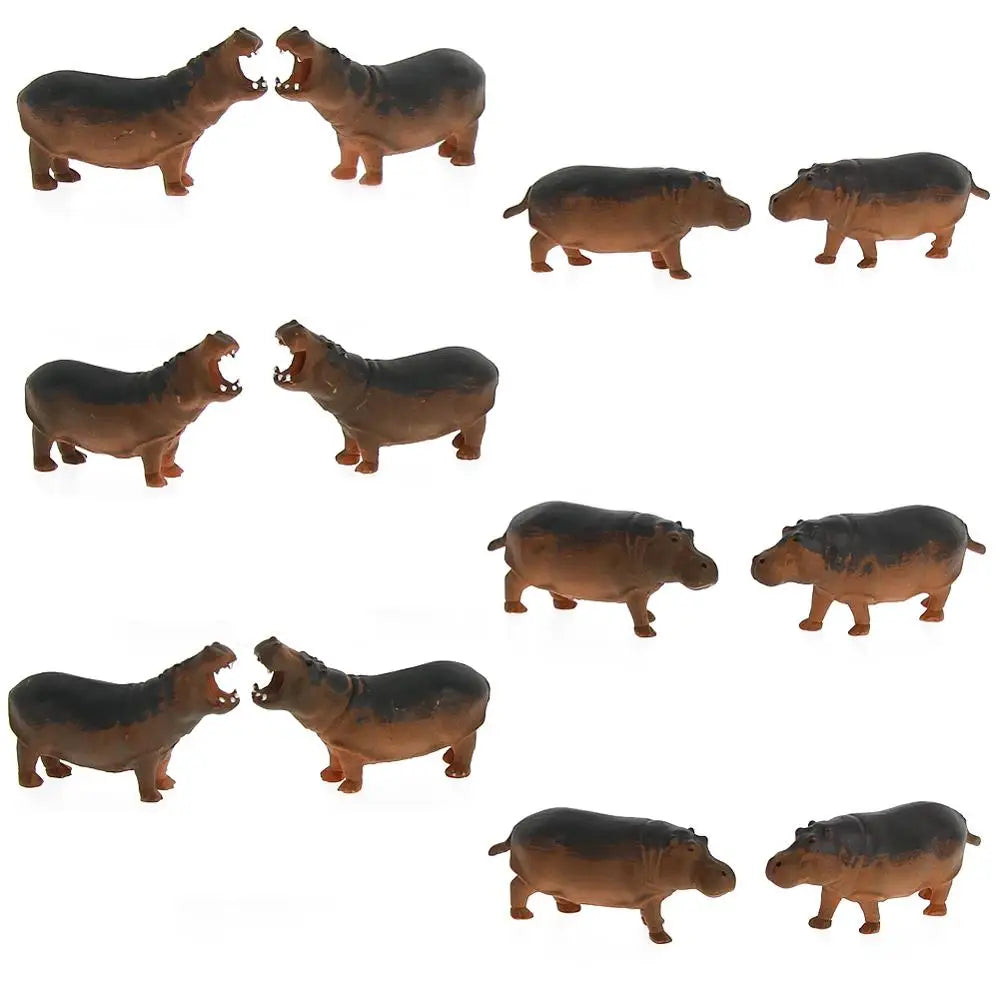 Evemodel Animals 12pcs Model Trains HO Scale 1:87 Hippo PVC Painted Wild Animals Zoo Layout AN8713