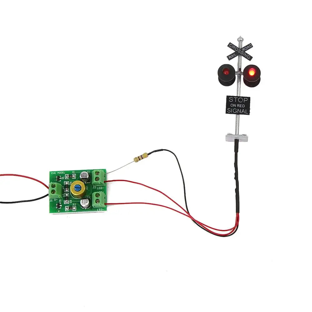 Evemodel 1 Unit HO Scale Railroad Crossing Signal Stop on Red LEDs with Circuit Board Flasher