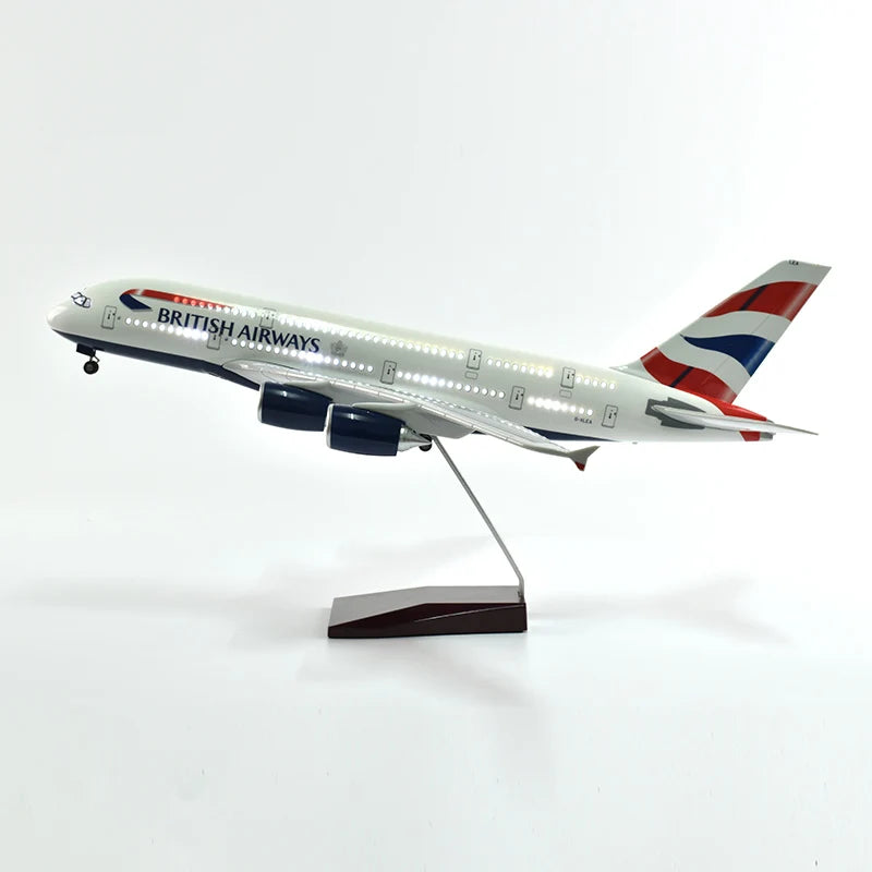 46cm British Airways Airbus a380 Plane Model Airplane Model Aircraft Resin Diecast 1:160 Scale with Light & Wheel