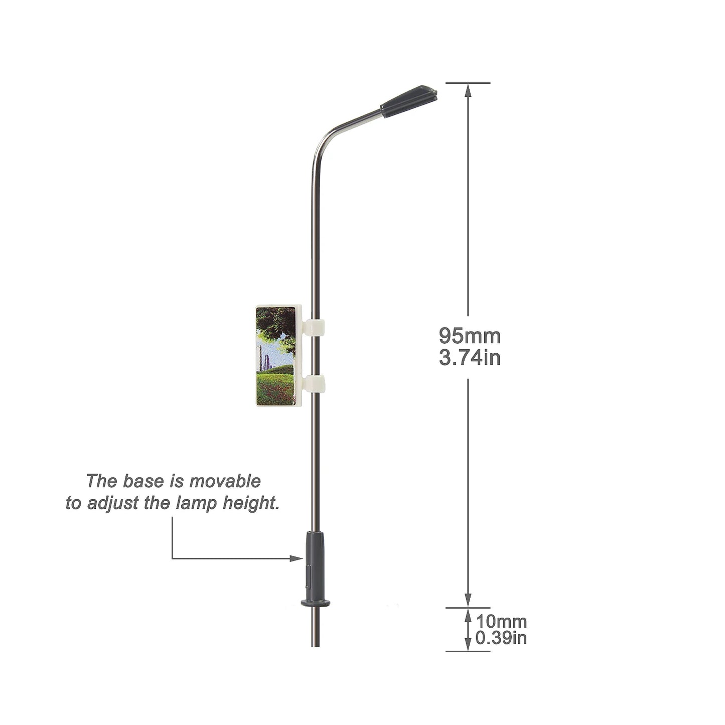 Evemodel LQS08 20pcs Model Railway Advertisement Lamps Post Street Lights HO OO Scale 1:87 LED Warm White Bright White