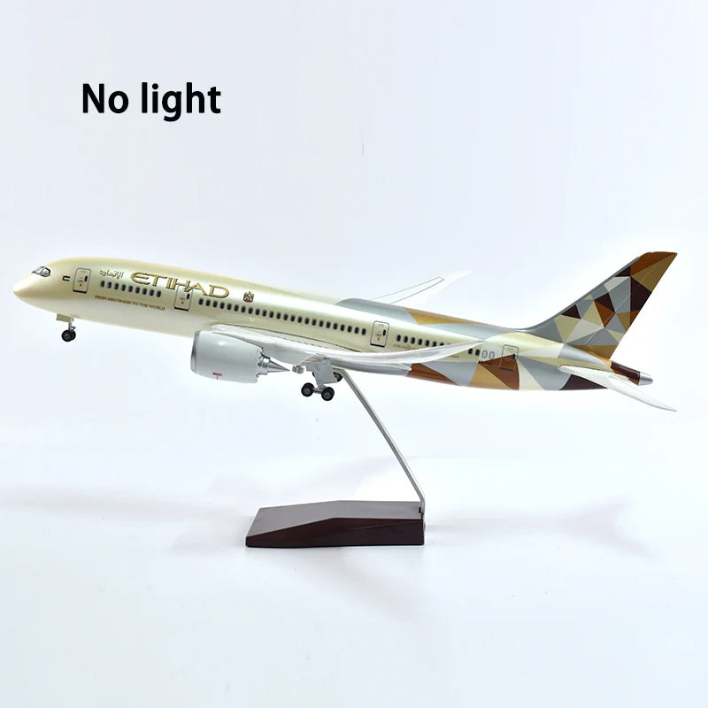 43cm Resin Diecast 1:144 Scale Etihad Boeing 787 Plane Model Airplane Model Aircraft with Light & Wheel Planes