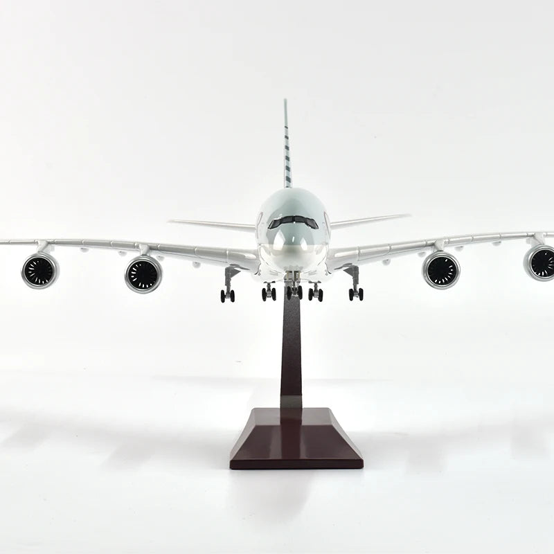 46cm Qatar Airbus 380 Plane Model Airplane Model Aircraft Model 1/160 Scale Diecast Resin Airplanes Planes W Light