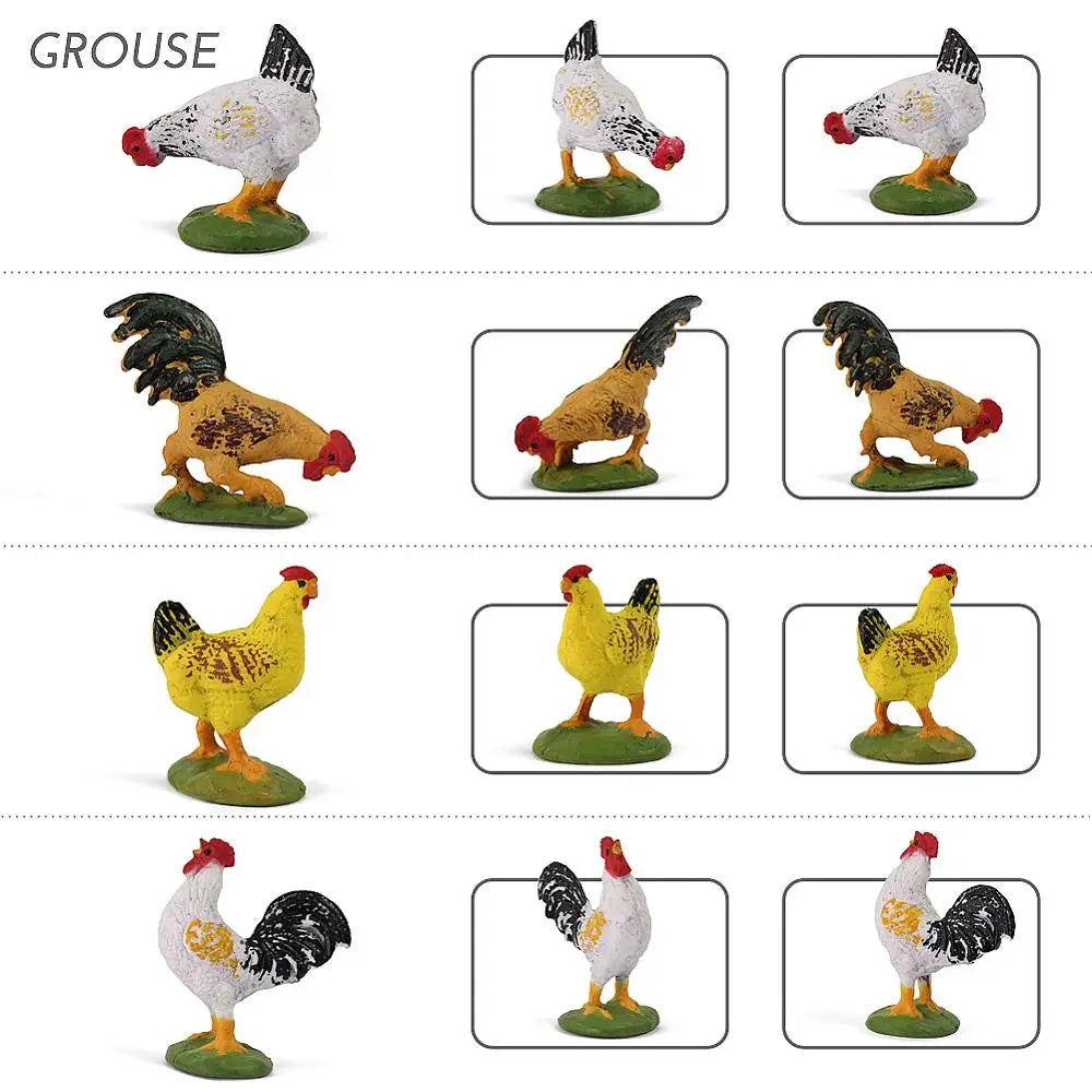 Evemodel 16pcs Model Chick Grouse Hen O Scale 1:43 Scale PVC Farm Animals Domestic Fowl Model Railway Scenery AN4306