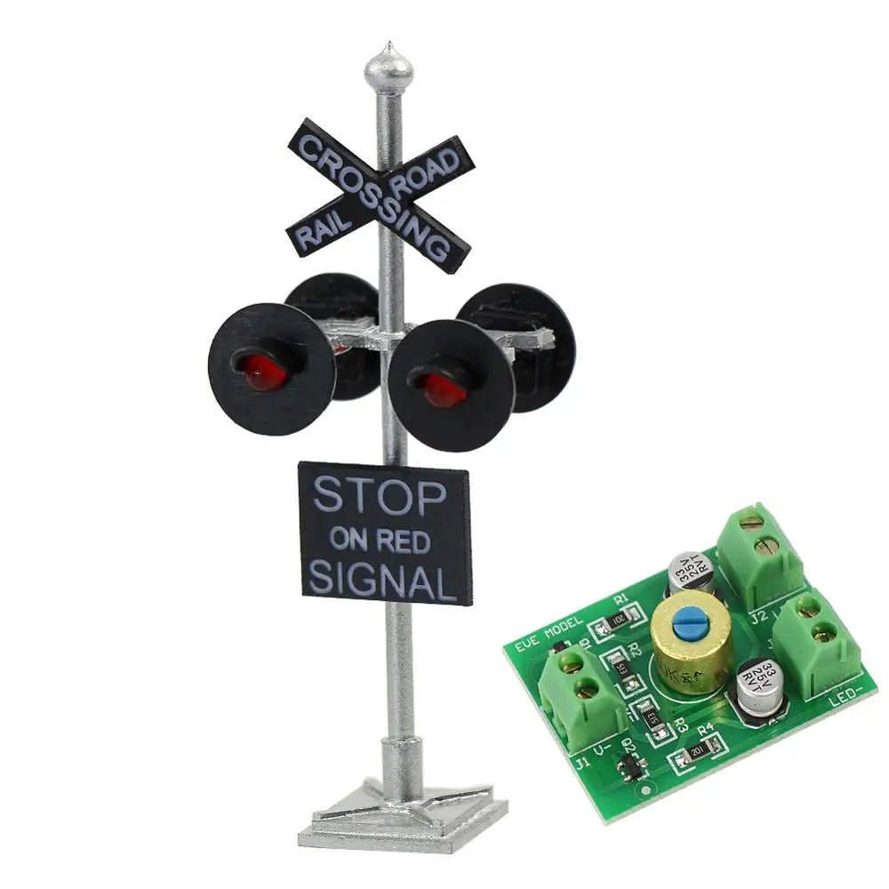 Evemodel 1 Unit HO Scale Railroad Crossing Signal Stop on Red LEDs with Circuit Board Flasher