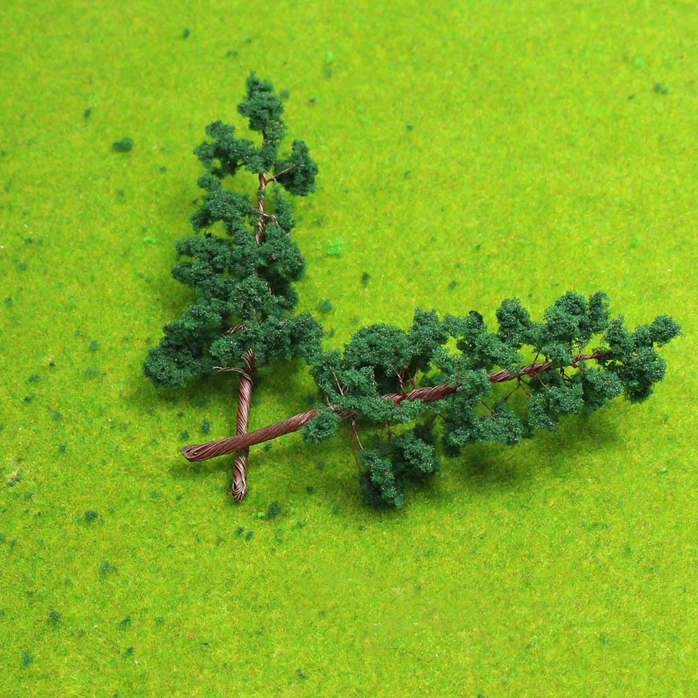 Evemodel Deep Green Trees D11040 10pcs O Scale 1:50 Model Trees Iron Wire Trunk Sponge Leaf Model Trains