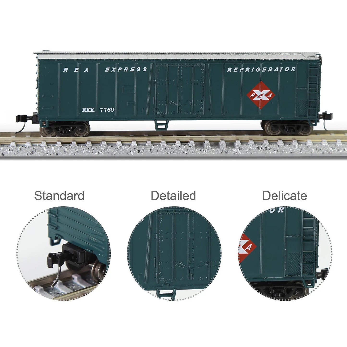 Evemodel Wagon N Scale 1:160 50' Steel Reefer Metal DC Wheelsets Model Trains C15015