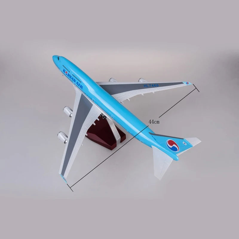 47cm Korean Air Boeing b747 Plane Model Airplane Model Aircraft Resin Diecast 1:160 Scale with Light & Wheel Planes